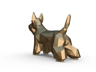 Scottish Terrier figure low poly 3D print model