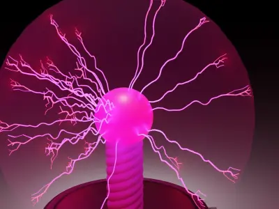 Plazma Ball Lamp with USB Power Cable 3D model