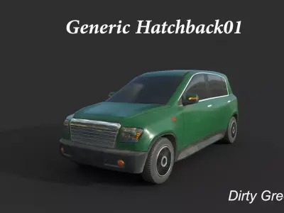 Generic Hatchback 01  Dirty Green Low-poly 3D model