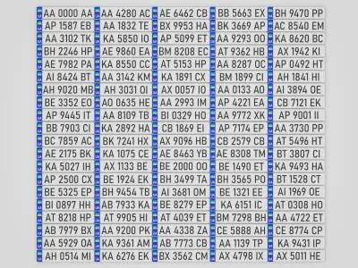 100 car license plate UA Low-poly 3D model