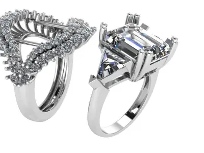 Emerald Cut Transformer Luxury Ring 0467 3D print model