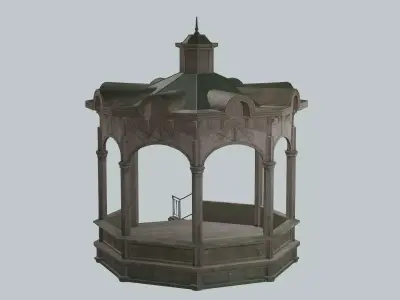 Solomonic Inspired Monument Gazebo In Park Low-Poly 3D model Low-poly 3D model