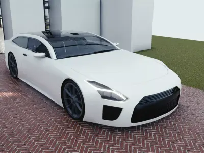 BLENDER EEVEE Brandless Sports GT shooting brake Low-poly 3D model