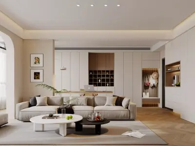 Modern living room dining room interior scenes 179 3D model