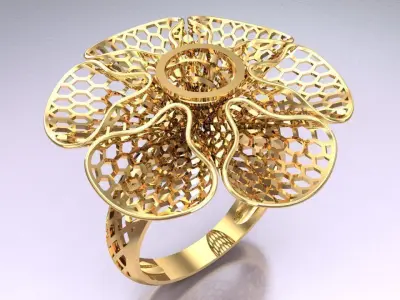  Mesh flower ring - Italian rings - Womens Rings - N6173 3D print model