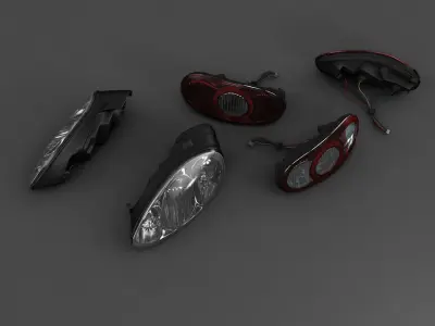 Car Head and Taillights Low-poly 3D model