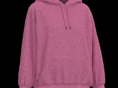 Female oversized raglan hoodie 3D model