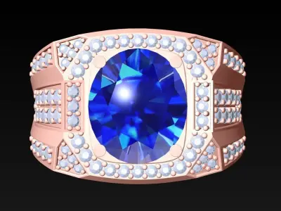 Oval Stone Ring - Diamond Ring - N2411 3D print model