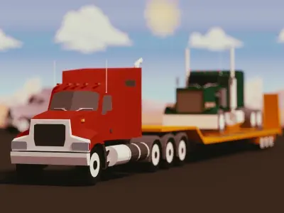 Low Poly Truck Usa Pack Low-poly 3D model