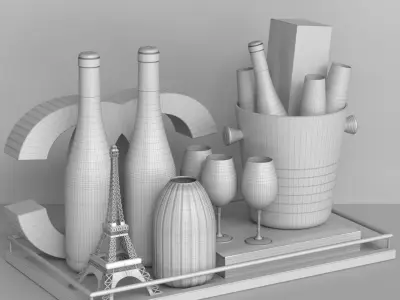 Fashion alcoholic set 3D model