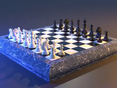 Marble Chess Set Free low-poly 3D model