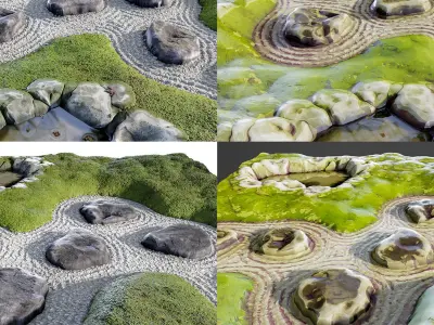 Japanese Zen Garden 08 - Realistic and Stylized Low-poly 3D model