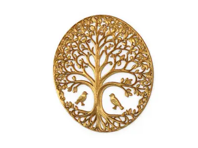 decor set wall panel wall tree relief mural CNC 49 3D model