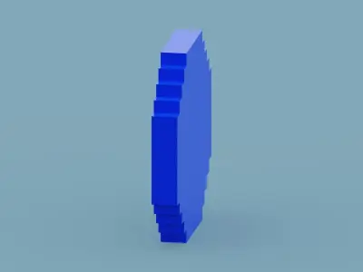 Voxel Blue Clock Low-poly 3D model