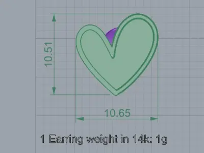 HEART Stud Earrings LOVE GIFT For Valentines Day 3D print model