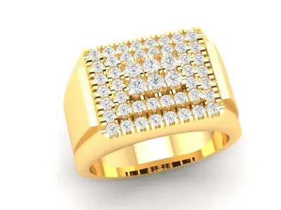 Luxury Square Pave Diamond Men Ring 381 3D print model