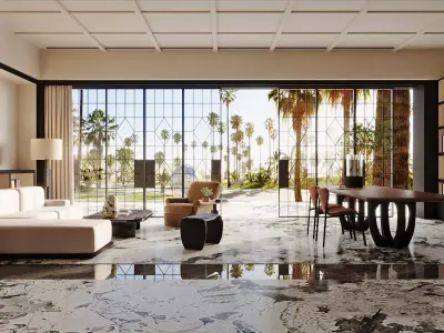 Modern Luxury Coastal Office Lounge 3D model