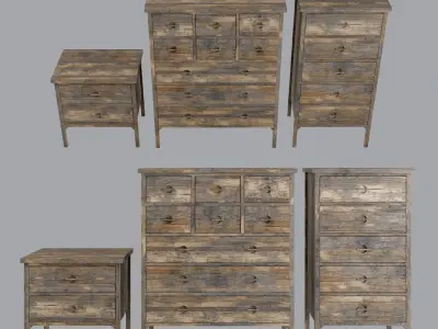 FURNITURE SET005 Low-poly 3D model