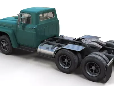 50s American truck Low-poly 3D model