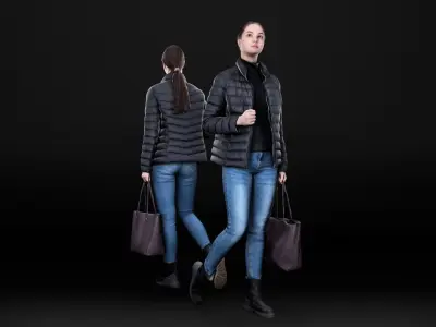 Woman street style 80 Low-poly 3D model