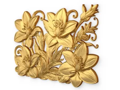 mural classic flowers decor ornament 06 3D model