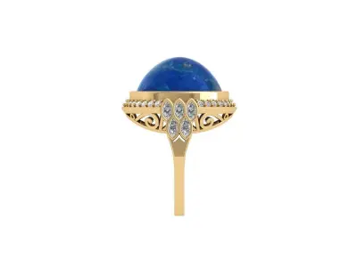 Solitaire Engagement Art Deco Ring 3D print model