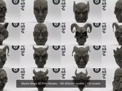 Masks Mega 3D Print Models - 100 different models 3D Model Collection