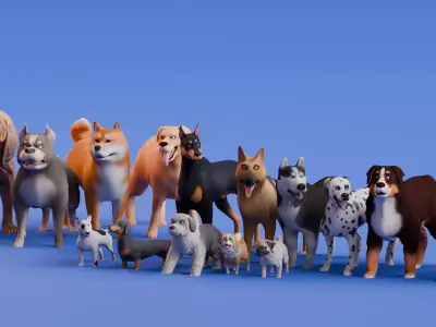 Stylized Dogs - Bundle Edition Low-poly 3D model