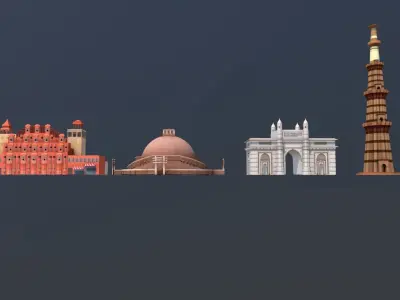 Monuments of India Low-poly 3D model