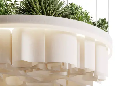 Decorative ceiling Wave Circle pot plant light hanging 35 3D model