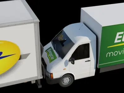 Accident 2 trucks  Low-poly 3D model