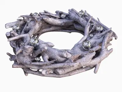 Sparkling silver glitter wreath 3D Scan Low-poly 3D model