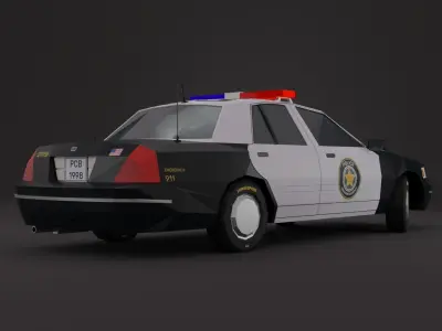 Police Car 1998 NY Low-poly 3D Model 3D model