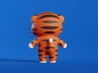 Cartoon Tiger Character Chibi Kawaii Low-poly 3D model