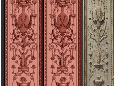 DOOR PANEL WOOD CARVED 3D model