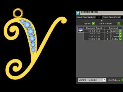 Alphabet V1 Font Style Pendant Y 3D print model