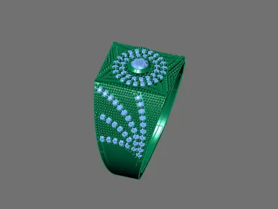 Gents Rings Diamond Men Ring STL 3DM 3D ready print model 3D print model