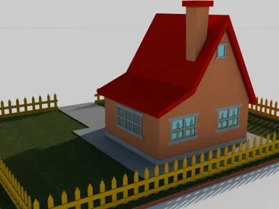 Cartoon House Low-poly 3D model
