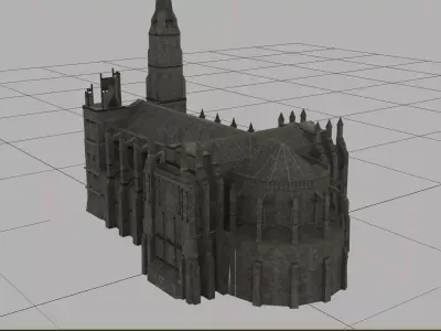 A simplified cathedral Low-poly 3D model