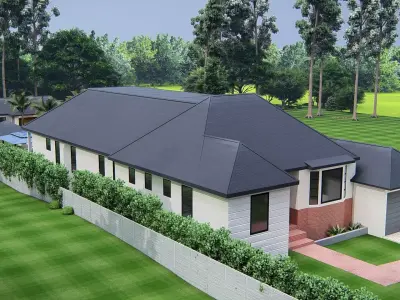 American Style House Exterior 3D Mode Classic Residential Home 3D model