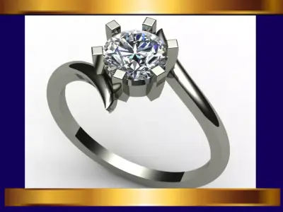 DIAMOND SOLITIER RING 3DJ-SCG-24 3D print model