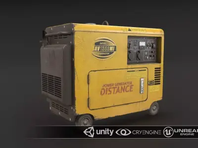 Portable power generator Low-poly 3D model