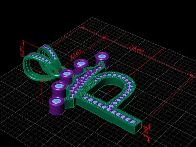 P letter pendant 3D print model