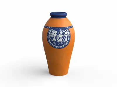 Warli Tales Vases painted orange Low-poly 3D model