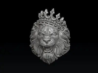 Lion With Crown V2 Ring 3D print model