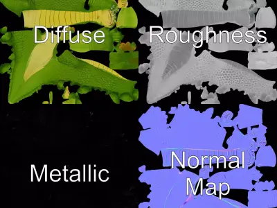 Green Cartoon Crocodile model pack Low-poly 3D model