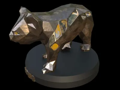 Steampunk Koala Pose Low-poly 3D model
