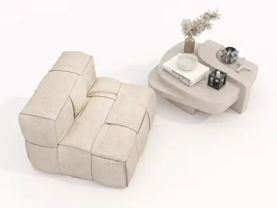 Modern Coffee Table and Armchair Set 77 3D model