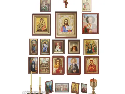 Home altar icons set 3D model