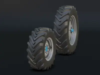 Set of wheels for MTZ tractor Assembly Free low-poly 3D model